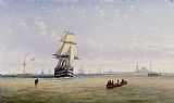 Moore Paintings - Meno War Schooners and Royal Navy Yachts by Claude T Stanfield Moore