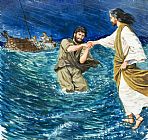 Walking The Plank Prints - The Miracles of Jesus Walking on Water by Clive Uptton