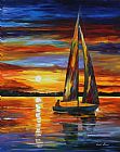 Leonid Afremov Sailing By The Shore