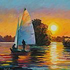 Leonid Afremov Sunset By The Lake