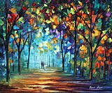 Leonid Afremov Couple in the fog