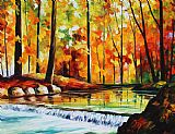 Leonid Afremov Forest Stream Large Size Photo Large Print Available
