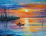 Leonid Afremov Lake Okeechobee Sunset Fishing
