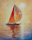 Sail Prints - Red Sail by Leonid Afremov