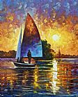 Leonid Afremov Sunset By The Lake