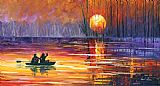 Leonid Afremov Sunset Fishing