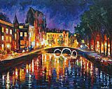 Leonid Afremov Thoughtful Amsterdam