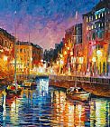 Leonid Afremov Yacht In Canal