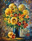 Leonid Afremov Yellow And Red Flowers