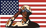 Collection 10 American soldier saluting flag