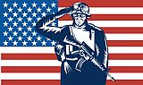 Collection 10 American soldier saluting flag