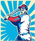 Collection 10 Baseball Player Batting Retro