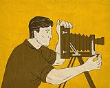 Collection 10 Cameraman vintage camera shooting side view