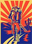 Walking The Plank Prints - Cowboy with backpack and rifle walking by Collection 10