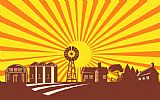 Collection 10 Farm Barn Silo Windmill Retro