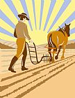 Collection 10 Farmer and Horse plowing