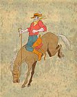 Cowboys Prints - Rodeo Cowboy Riding Bucking Horse Bronco by Collection 10