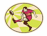 Collection 10 Rugby player kicking the ball retro
