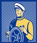 Collection 10 Ship Captain At The Helm
