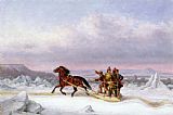 Cornelius Krieghoff Crossing the Saint Lawrence from Levis to Quebec on a Sleigh