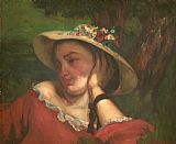 Courbet, Gustave Young Ladies on The Bank of The Seine - Fragment of a Painting (woman with Flowers on Her Hat) painting