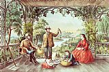 Currier and Ives Home From The Brook The Lucky Fisherman painting