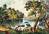 Currier and Ives Mill Cove Lake painting