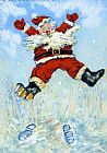 Footprints Prints - Happy Santa by David Cooke