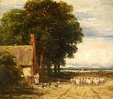 Sheep Prints - Landscape with a Shepherd And Sheep by David Cox