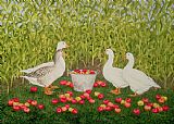 Geese Paintings - Sweetcorn Geese by Ditz