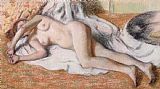 Impressionist Prints - After the Bath or Reclining Nude by Edgar Degas