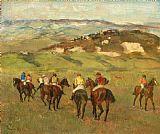 Edgar Degas Jockeys on Horseback before Distant Hills painting