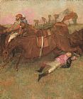 Jockeys Prints - Scene From The Steeplechase The Fallen Jockey by Edgar Degas