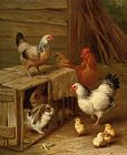 Edgar Hunt Cockerel Hens Chicks And Rabbit