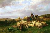 Edmond Jean-Baptiste Tschaggeny Shepherdess resting with her flock