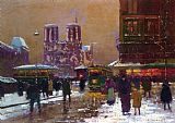 Edouard Leon Cortes Notre Dame, St. Michel, Under Snow