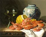 Delft Prints - Still Life with Prawns And a Delft Pot by Edward Ladell