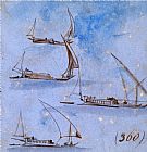 Edward Lear Studies of Boats on The Nile