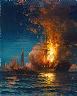 Edward Moran Study of The Burning of Philadelphia