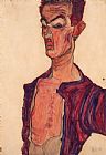 Egon Schiele Self Portrait, Grimacing