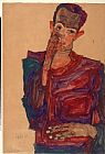 Egon Schiele Self Portrait with Eyelid Pulled Down, 1910