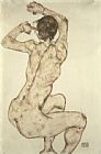 Egon Schiele A Crouching Nude painting