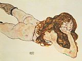Egon Schiele Austria Vienna Female Nude Lying On Her Stomach painting
