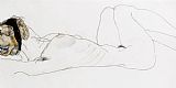 Reclining Nude Prints - Reclining female nude by Egon Schiele
