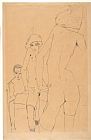 Egon Schiele Schiele with Nude Model Before The Mirror, 1910