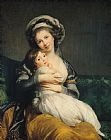 Elisabeth Louise Vigee Lebrun Self portrait in a Turban with her Child