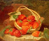 Eloise Harriet Stannard A Basket of Strawberries on a stone ledge