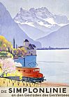 Emil Cardinaux Poster Advertising Rail Travel Around Lake Geneva