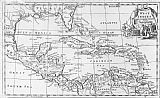 English School Map of the West Indies Florida and South America