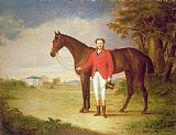 English School Prints - Portrait of a gentleman with his horse by English School